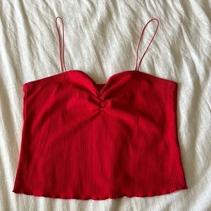 Red Ribbed Tank Top